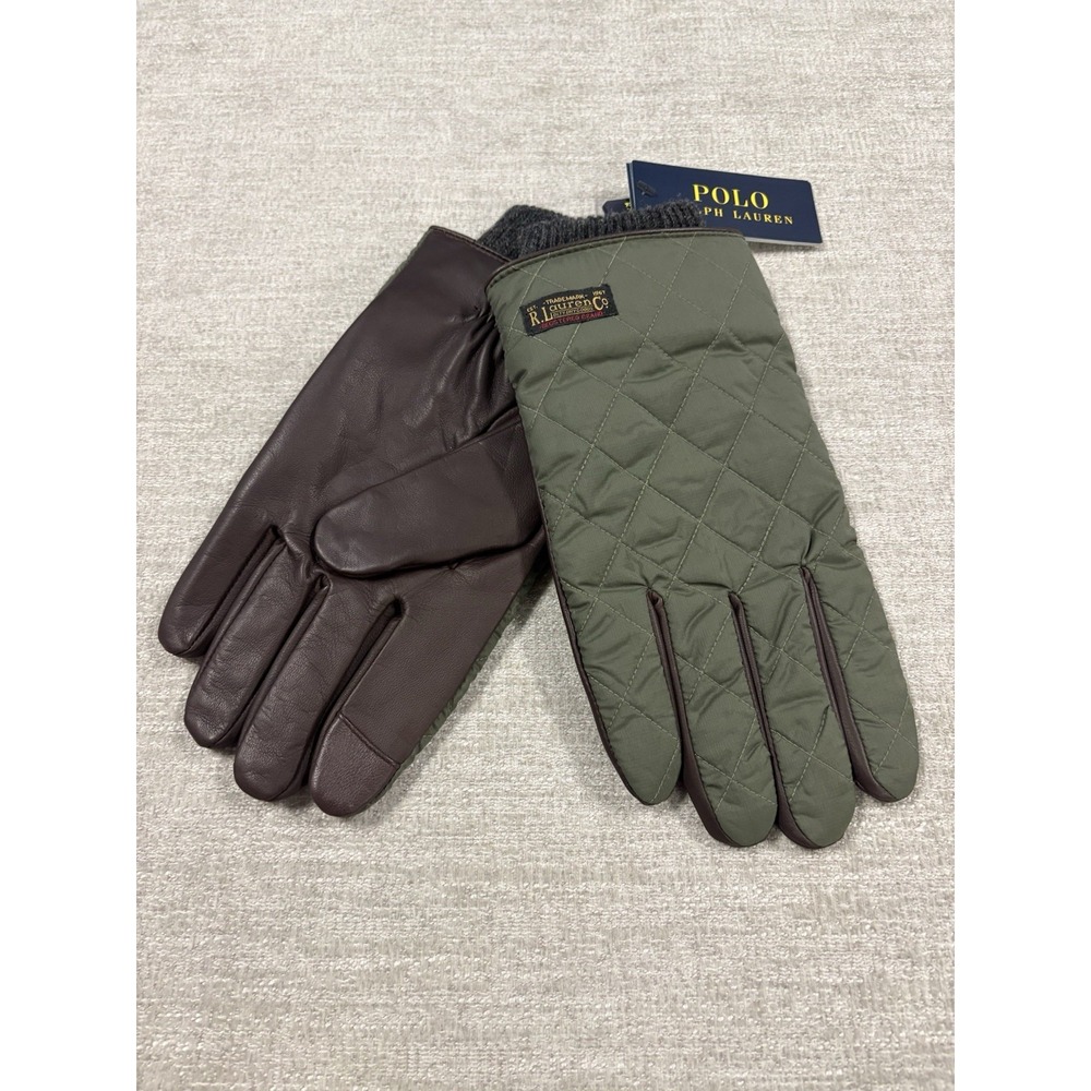 NEW Polo Ralph Lauren Men's Quilted Touch Screen Field Gloves Size Large Green